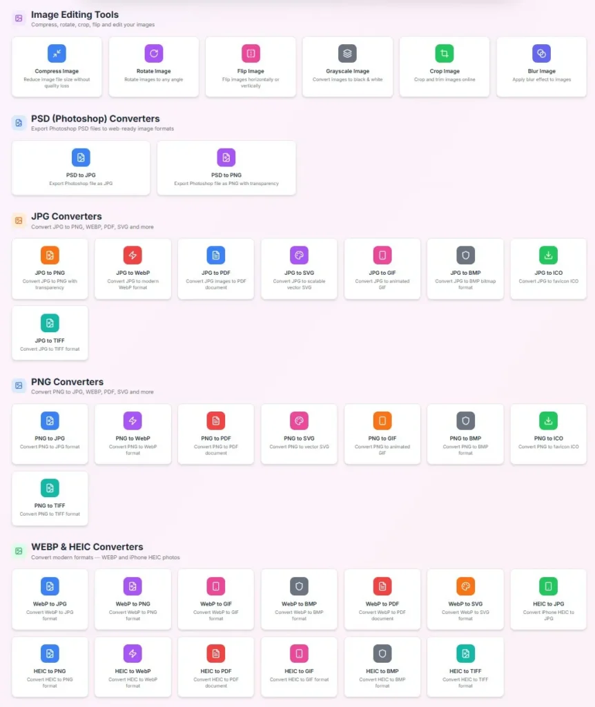 FilesTool dashboard showing easy file conversion and image processing tools.